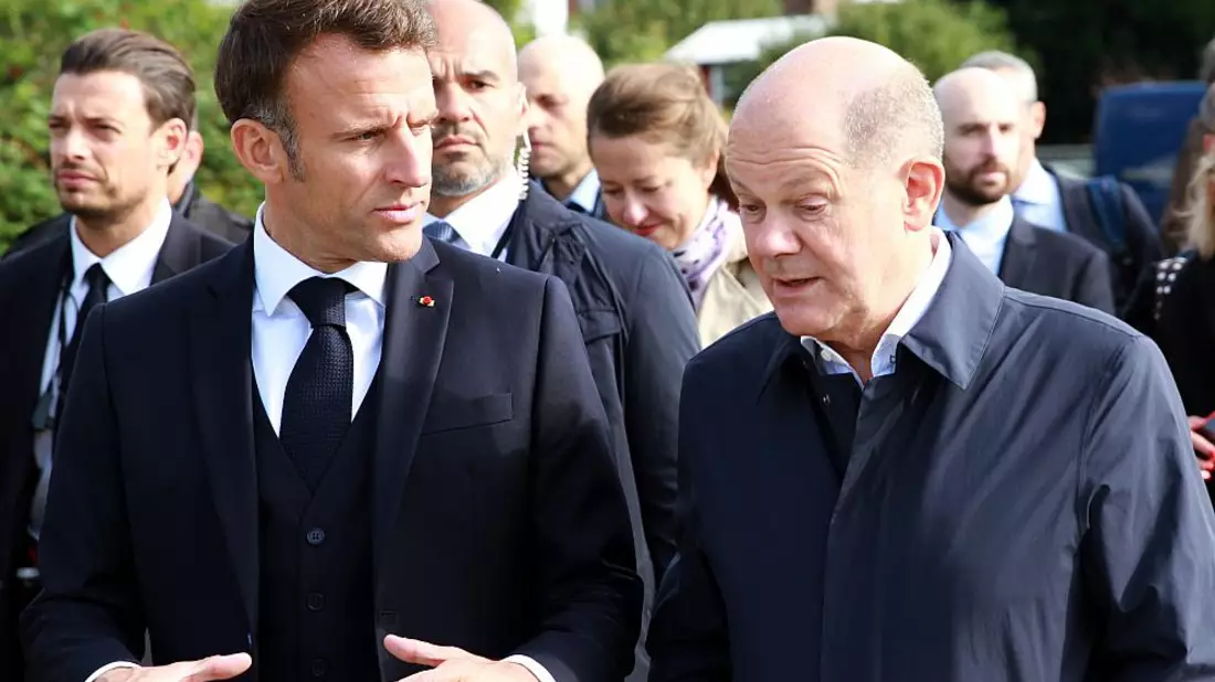 Emmanuel Macron und Olaf Scholz am 10.10.2023 - Bild: ?ber dts Nachrichtenagentur