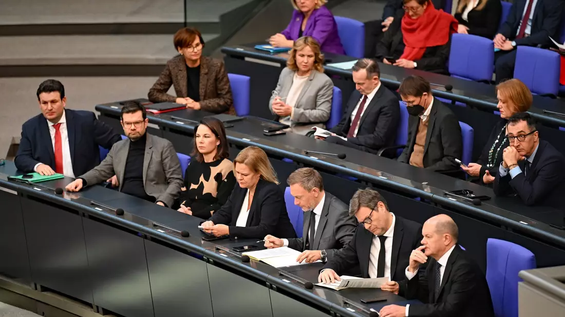 Mitglieder der Ampel-Regierung im Deutschen Bundestag. - Bild: Philipp Znidar/dpa