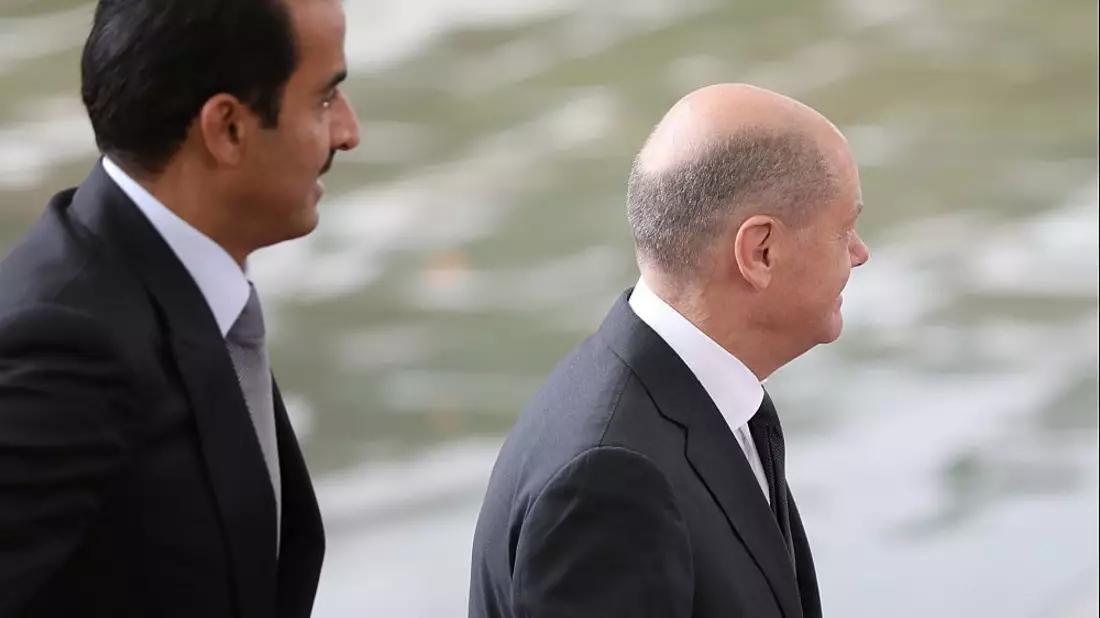 Tamim bin Hamad Al Thani und Olaf Scholz am 12.10.2023 - Bild: ?ber dts Nachrichtenagentur