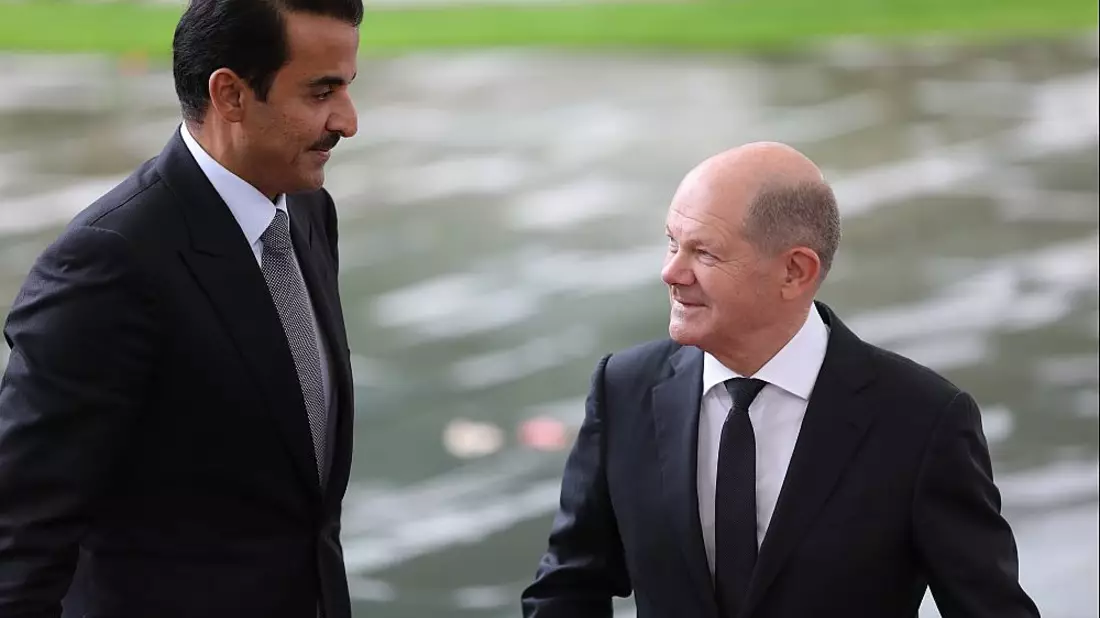 Tamim bin Hamad Al Thani und Olaf Scholz am 12.10.2023 - Bild: über dts Nachrichtenagentur
