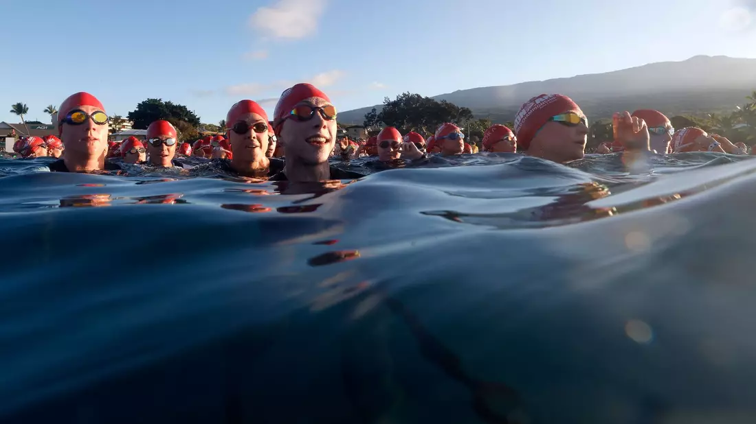 Athletinnen im Wasser. - Bild: Sean M. Haffey/Getty Images for IRONMAN/dpa