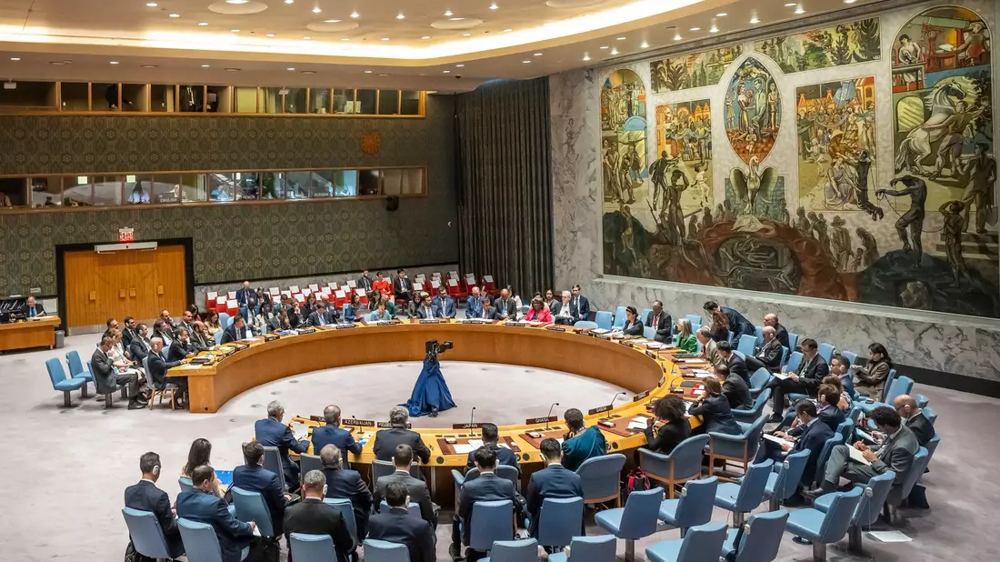 Blick in den Saal des Sicherheitsrats in New York. - Bild: Michael Kappeler/dpa