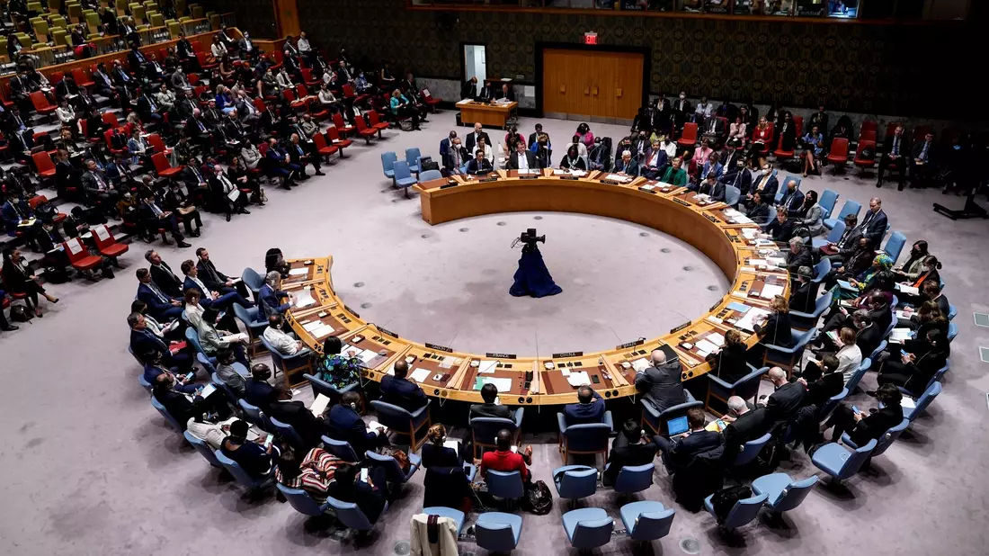 Sitzung des Sicherheitsrats der Vereinten Nationen (Archivbild) - dort soll über zwei verschiedene Resolutionsentwürfe zur Lage im Nahen Osten abgestimmt werden. - Bild: John Minchillo/AP/dpa