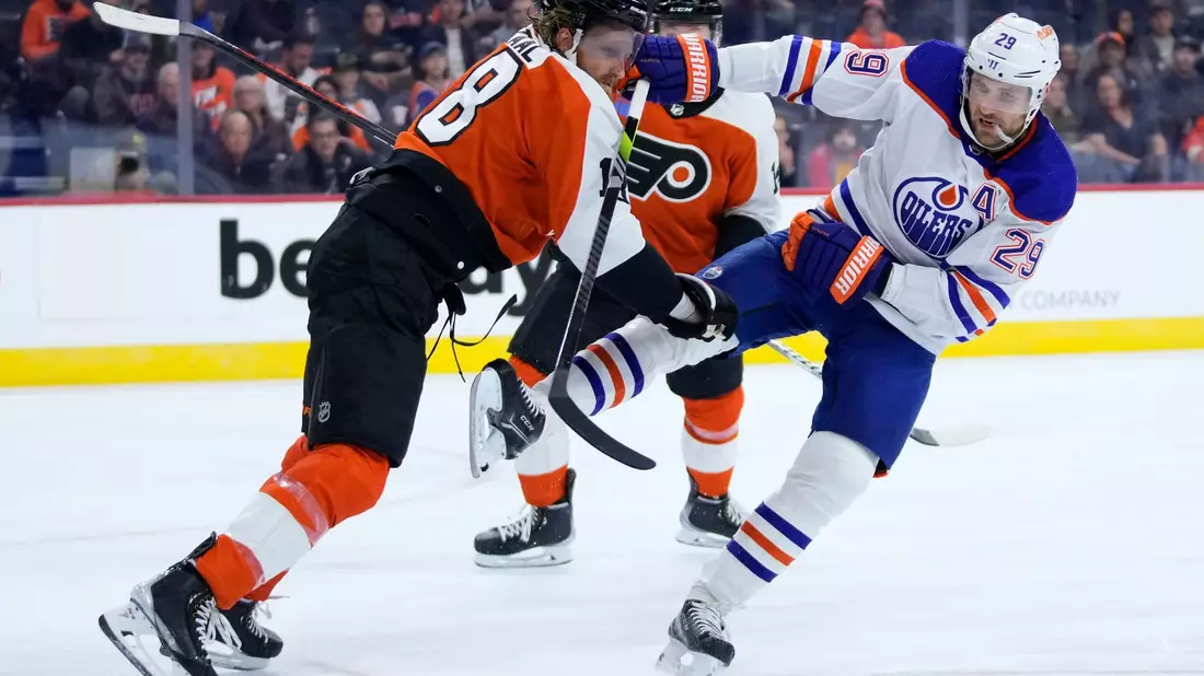 Leon Draisaitl (r) musste mit den Edmonton Oilers eine weitere Niederlage hinnehmen. - Bild: Matt Slocum/AP
