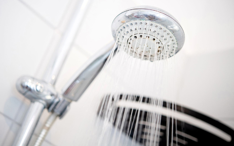Ein Duschkopf hängt in einer Dusche in einem Badezimmer. - Foto: Hauke-Christian Dittrich/dpa
