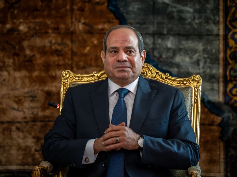 Ägyptens Staatschef Abdel Fattah al-Sisi, aufgenommen während eines Besuchs von Kanzler Scholz in Kario. - Foto: Michael Kappeler/dpa Pool/dpa