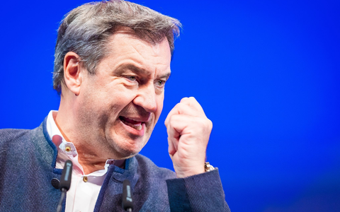 CSU-Chef Markus Söder spricht auf dem 75. Deutschlandtag der Jungen Union. - Foto: Moritz Frankenberg/dpa