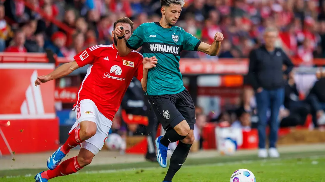 Beim 0:3 an der Alten Försterei konnte Union Berlin dem VfB Stuttgart nur hinterher laufen. - Bild: Andreas Gora/dpa