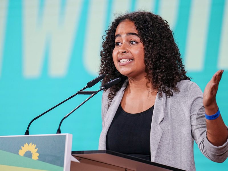 Sarah Lee Heinrich wurde als Bundessprecherin der Grünen Jugend verabschiedet. - Foto: Kay Nietfeld/dpa