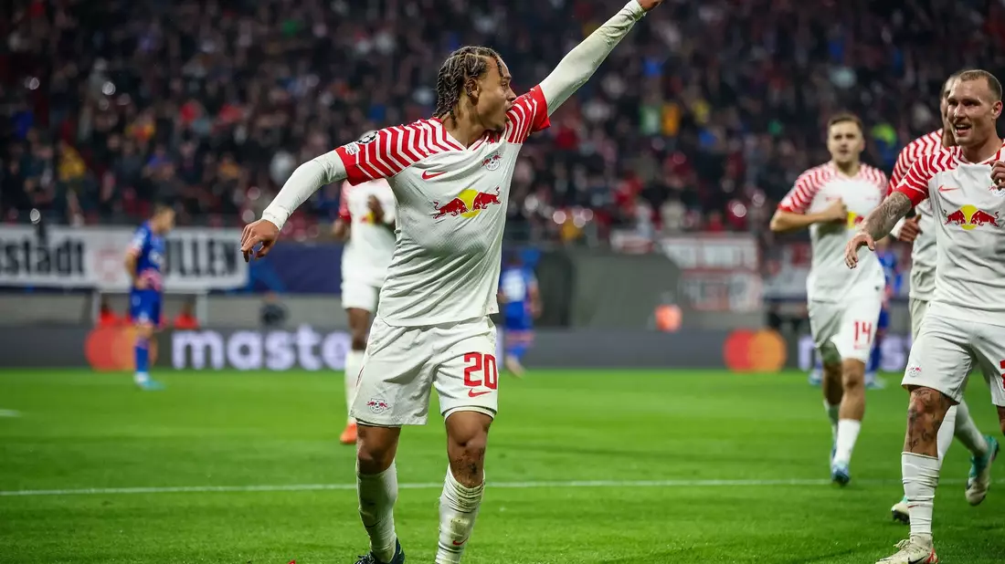 Xavi Simons sorgte beim RB-Sieg gegen Belgrad für die Vorentscheidung. - Bild: Jan Woitas/dpa