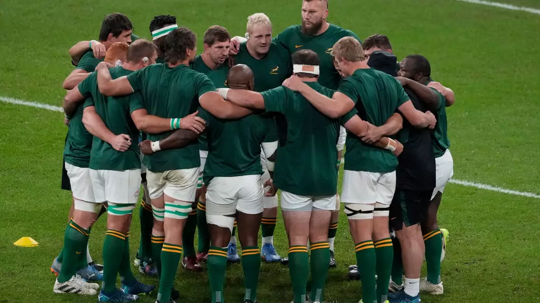 Das Rugby-Team aus Südafrika will den WM-Titel. - Bild: Themba Hadebe/AP/dpa