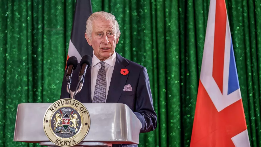 König Charles III. von Großbritannien hält seine Rede während des Staatsbanketts im State House in Nairobi. - Bild: Luis Tato/Pool AFP/AP/dpa