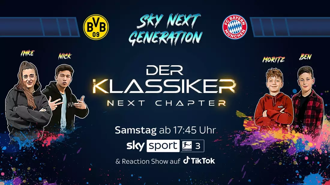 Sky Next Generation: Borussia Dortmund gegen FC Bayern München kommentiert von Frank Buschmann und den beiden Kids Reportern Ben und Moritz - Bild: presseportal.de
