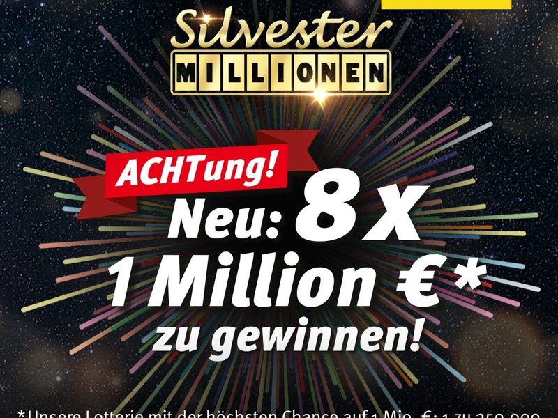 Acht Millionengewinne auf einen Schlag: Lotterie Silvester-Millionen startet - Foto: presseportal.de