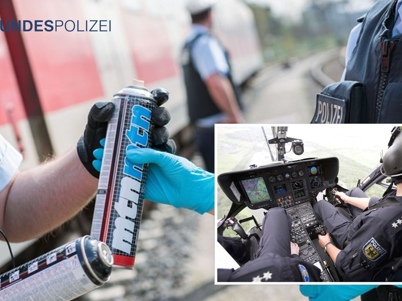 Bundespolizeidirektion München: Graffitisprayer geschnappt / Bundespolizei mit Kombination Luft- und Bodenfahndung erfolgreich - Foto: presseportal.de