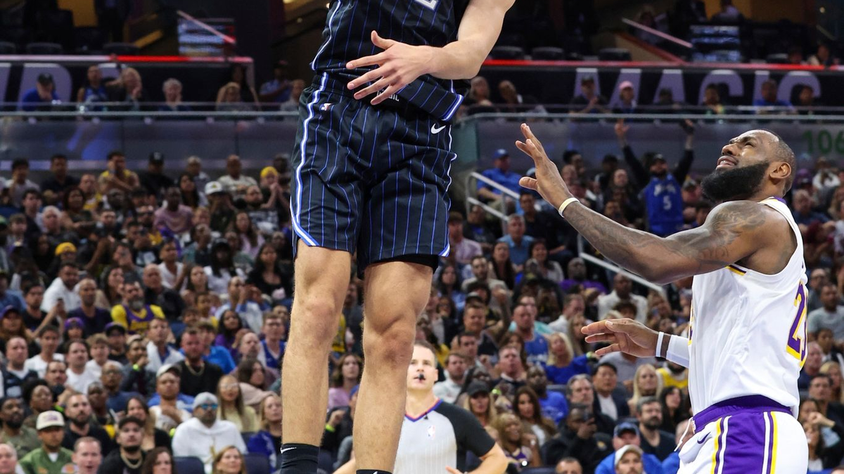 Besiegte mit Orlando die Laker: Franz Wagner (22). - Foto: Gary McCullough/AP/dpa