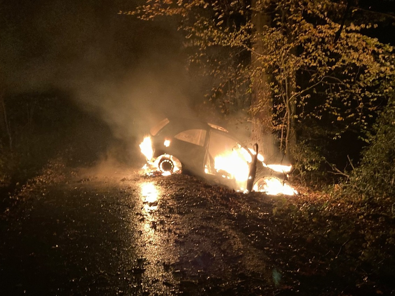 POL-HA: Auto brennt nach Unfall in Haspe aus - 19-Jähriger kommt von der Fahrbahn ab und fährt gegen Baum - Foto: presseportal.de
