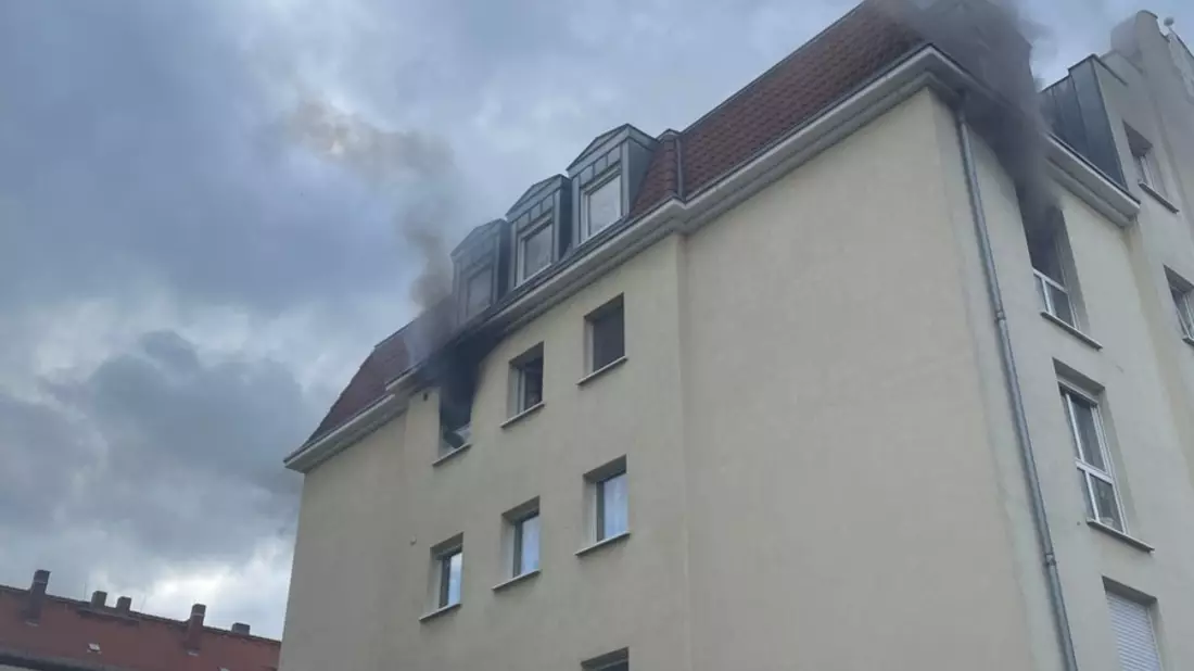 FW Dresden: Feuerwehr rettet fünf Menschen und einen Hund bei ausgedehntem Küchenbrand - Bild: presseportal.de