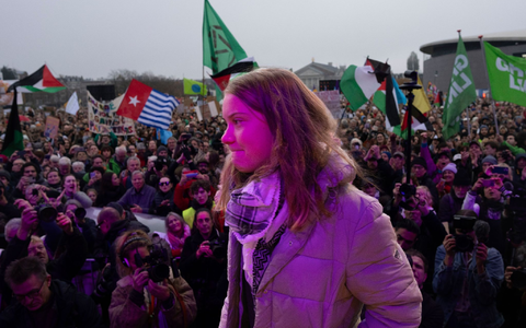 Klimaaktivistin Greta Thunberg bekundet erneut ihre Solidarität mit den Palästinensern. - Foto: Peter Dejong/AP/dpa