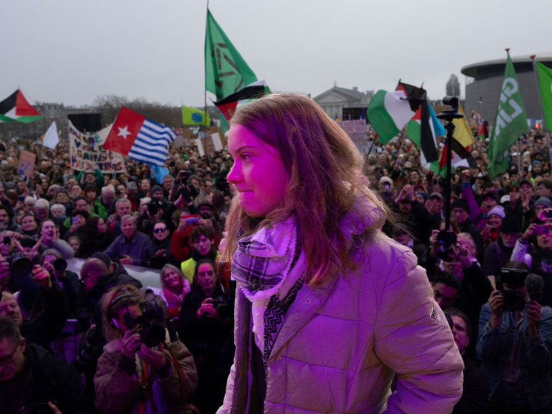 Klimaaktivistin Greta Thunberg bekundet erneut ihre Solidarität mit den Palästinensern. - Foto: Peter Dejong/AP/dpa