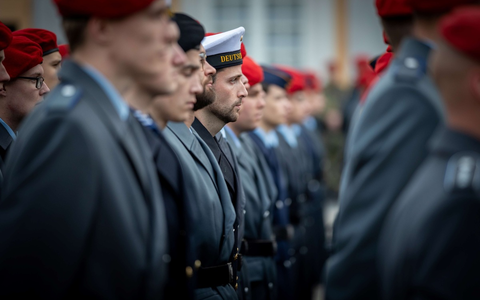 Bundeswehr feierte Geburtstag auf Schloss Brühl / Feierliches Gelöbnis mit 300 Rekrutinnen und Rekruten der Streitkräftebasis anlässlich des 68. Gründungsjahres - Foto: presseportal.de
