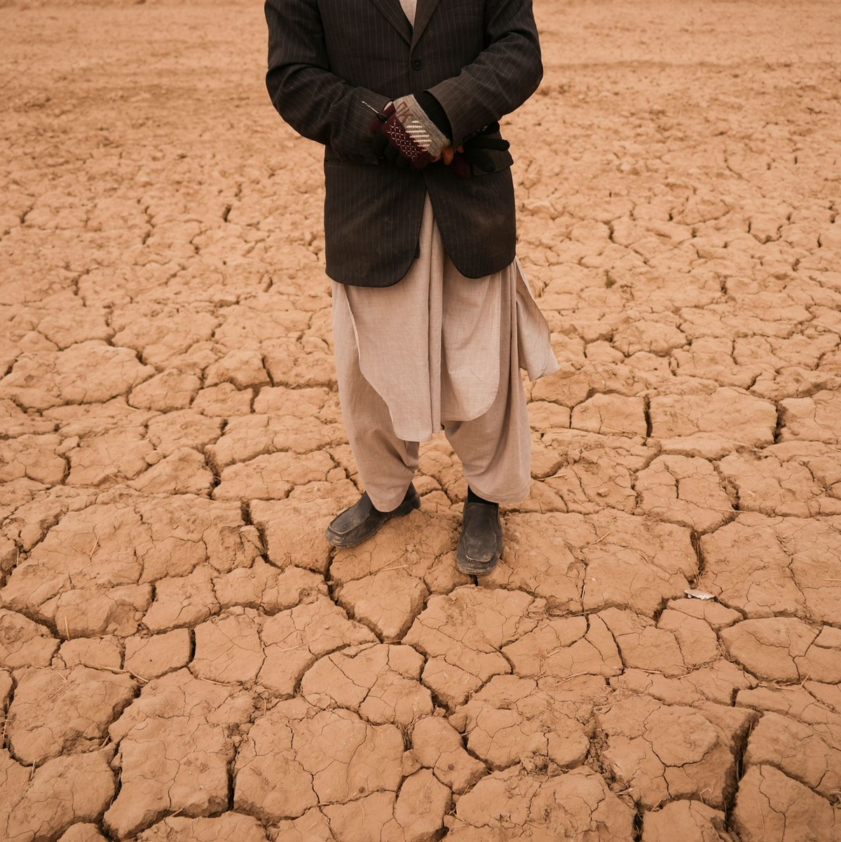 Auf diesem Feld hatte Bauer Abdul Haqim früher Weizen anbaute, um seine Familie zu ernähren. Eine schwere Dürre hat die ohnehin schon verzweifelte Lage in Afghanistan dramatisch verschlimmert. Der Boden auf diesem Feld ist total ausgetrocknet. - Foto: Mstyslav Chernov/AP/dpa