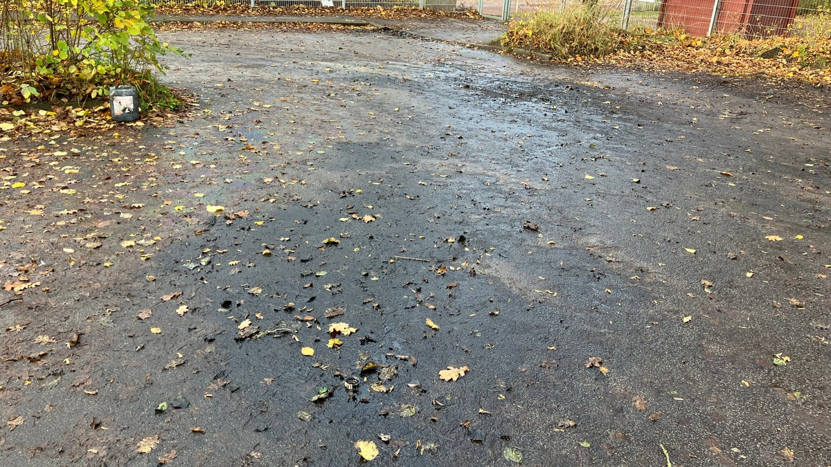 POL-HL: HL-Moisling / Unbekannte entleeren Ölkanister auf einem Parkplatz - Foto: presseportal.de