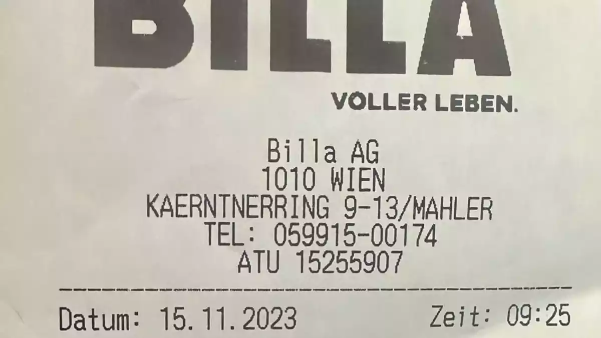 BILLA-AÏDA-Rechnung - Bild: AÏDA über pressetext.de