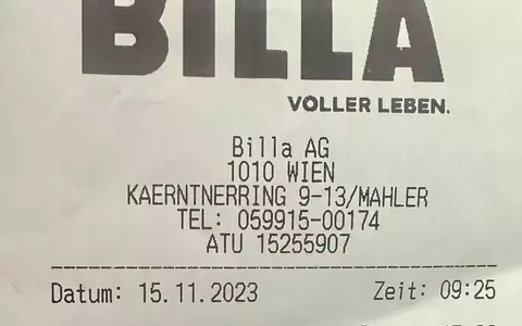 BILLA-AÏDA-Rechnung - Foto: AÏDA über pressetext.de