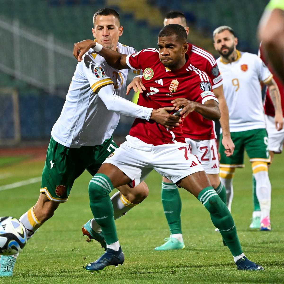 Ungarn (rote Trikots) löste durch ein 2:2 in Bulgarien das EM-Ticket. - Foto: Tibor Illyes/MTI/AP/dpa