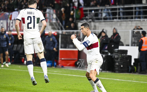 Portugals Cristiano Ronaldo bejubelt sein Führungstor in Liechtenstein. - Foto: Gian Ehrenzeller/KEYSTONE/dpa