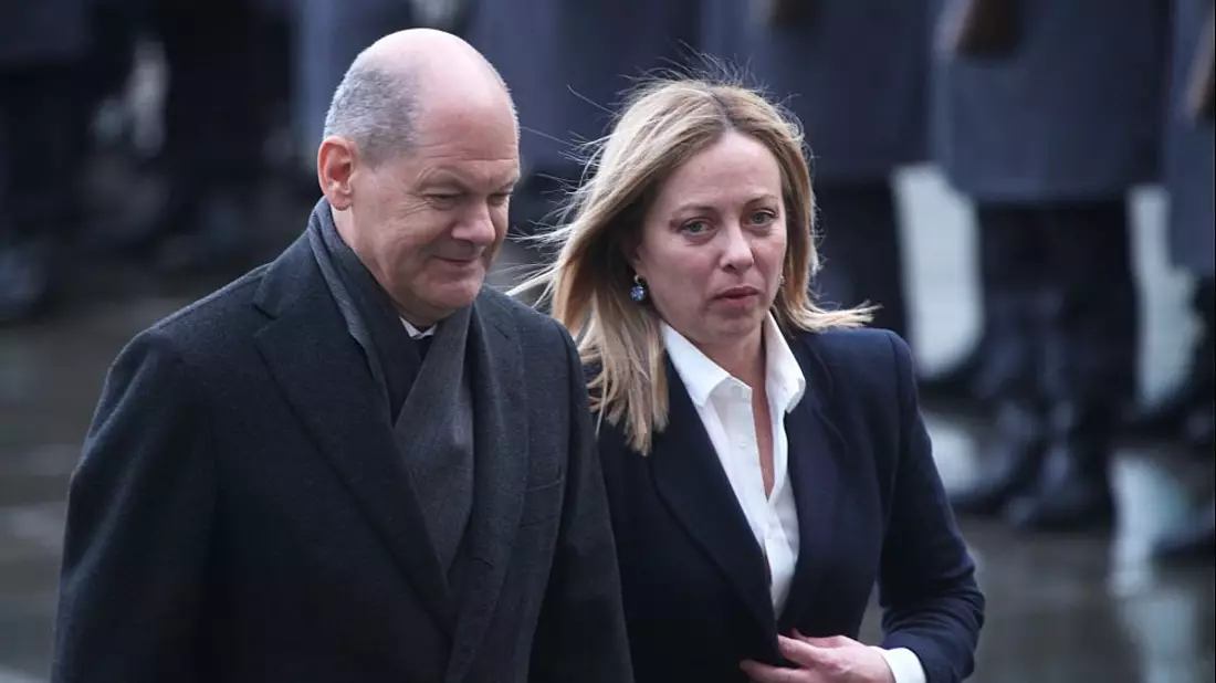 Giorgia Meloni und Olaf Scholz bei einem Treffen im Februar 2023 - Bild: über dts Nachrichtenagentur