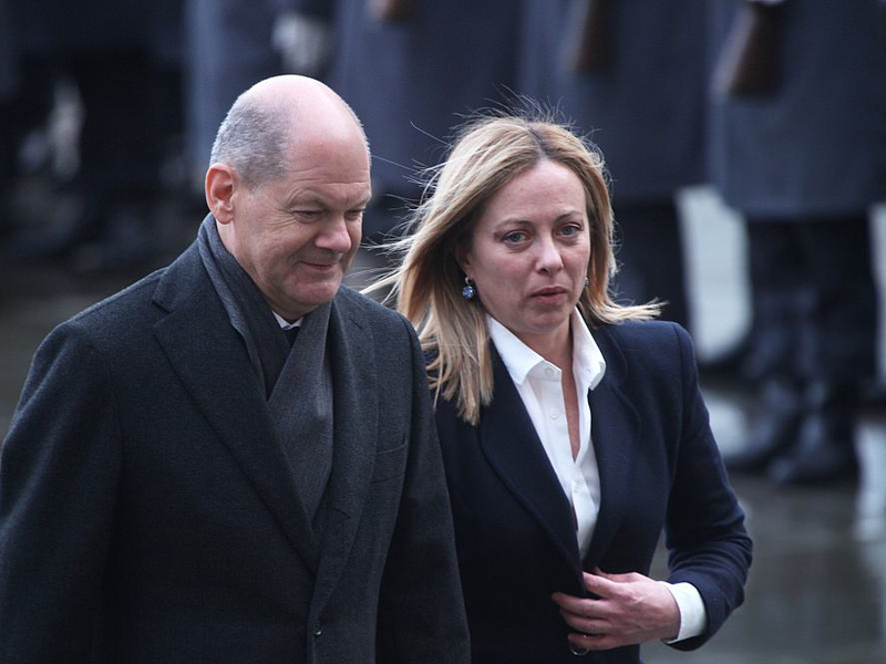 Giorgia Meloni und Olaf Scholz bei einem Treffen im Februar 2023 - Foto: über dts Nachrichtenagentur