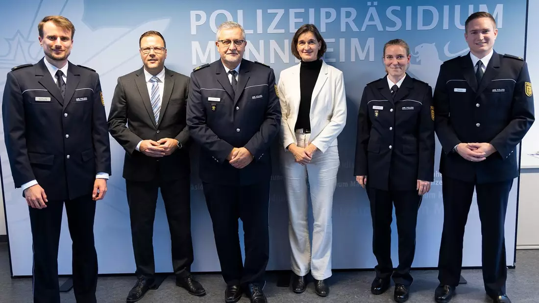 POL-MA: Mannheim/Heidelberg: Feierliche Amtseinführung - Drei Spitzenpositionen im Polizeipräsidium Mannheim neu besetzt - Bild: presseportal.de