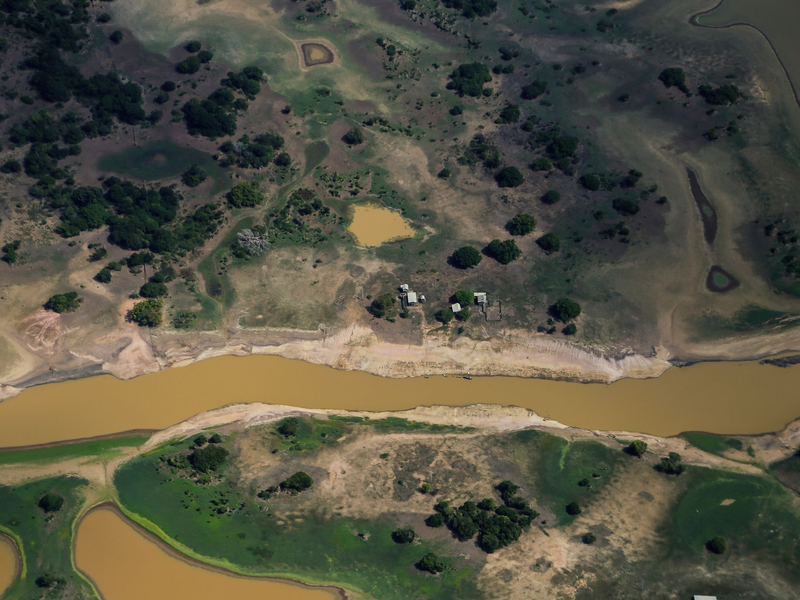 Folgen der Dürre und Hitze: Trockene Flächen sind im Regenwaldgebiet bei Parintins zu sehen. - Foto: Aguilar Abecassis/dpa