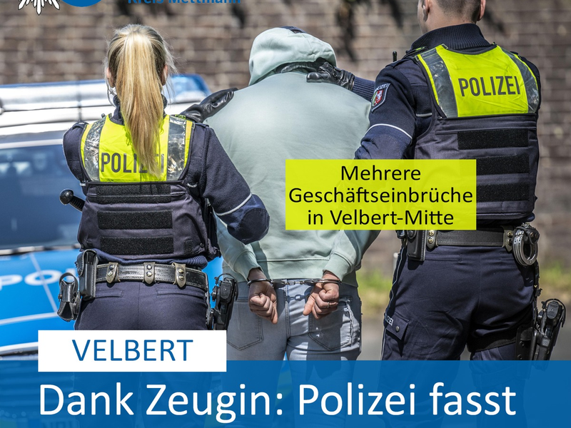 POL-ME: Mehrere Geschäftseinbrüche - Polizei stellt 15-jährigen Tatverdächtigen - Velbert - 2311067 - Foto: presseportal.de