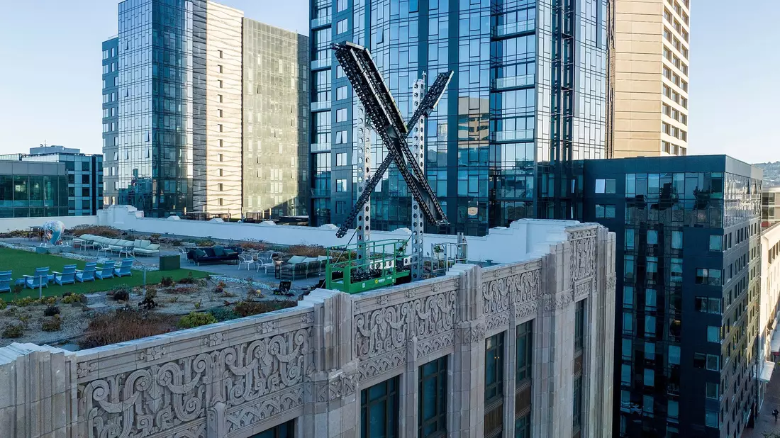 Das Hauptquartier von X in San Francisco. - Bild: Noah Berger/AP/dpa