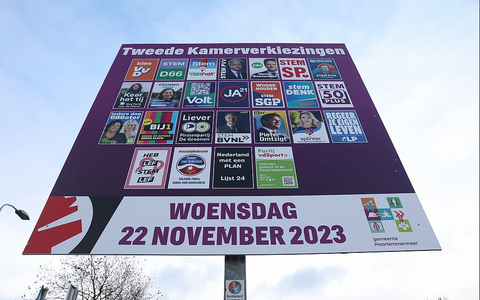 Werbung für Parlamentswahl in den Niederlanden 2023 am 21.11.2023 - Foto: über dts Nachrichtenagentur