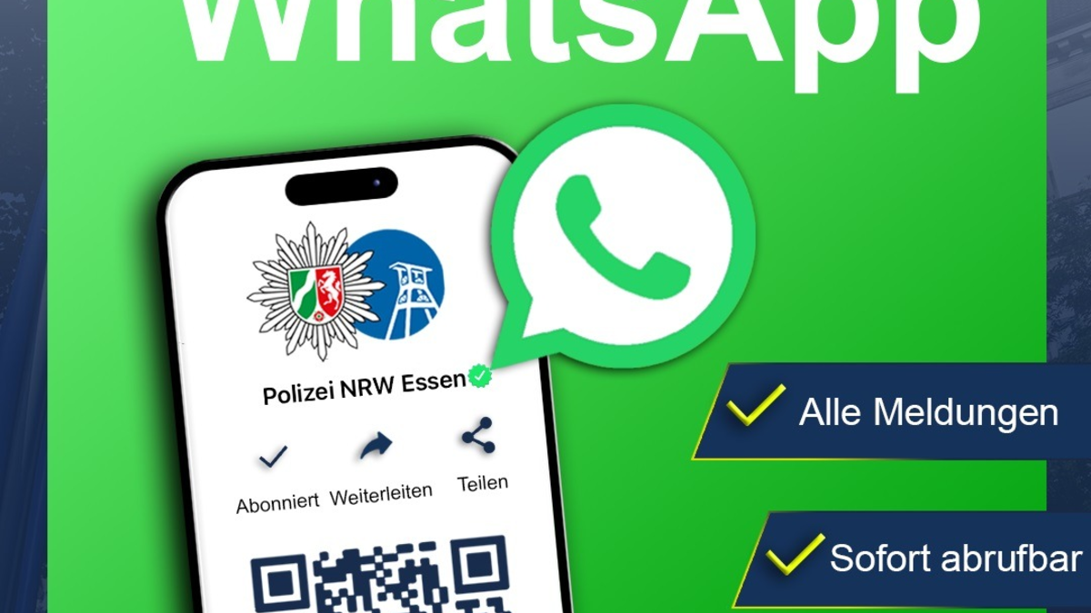 POL-E: Essen: WhatsApp-Kanal: Polizei Essen ist bundesweit erste verifizierte Polizeibehörde - Foto: presseportal.de