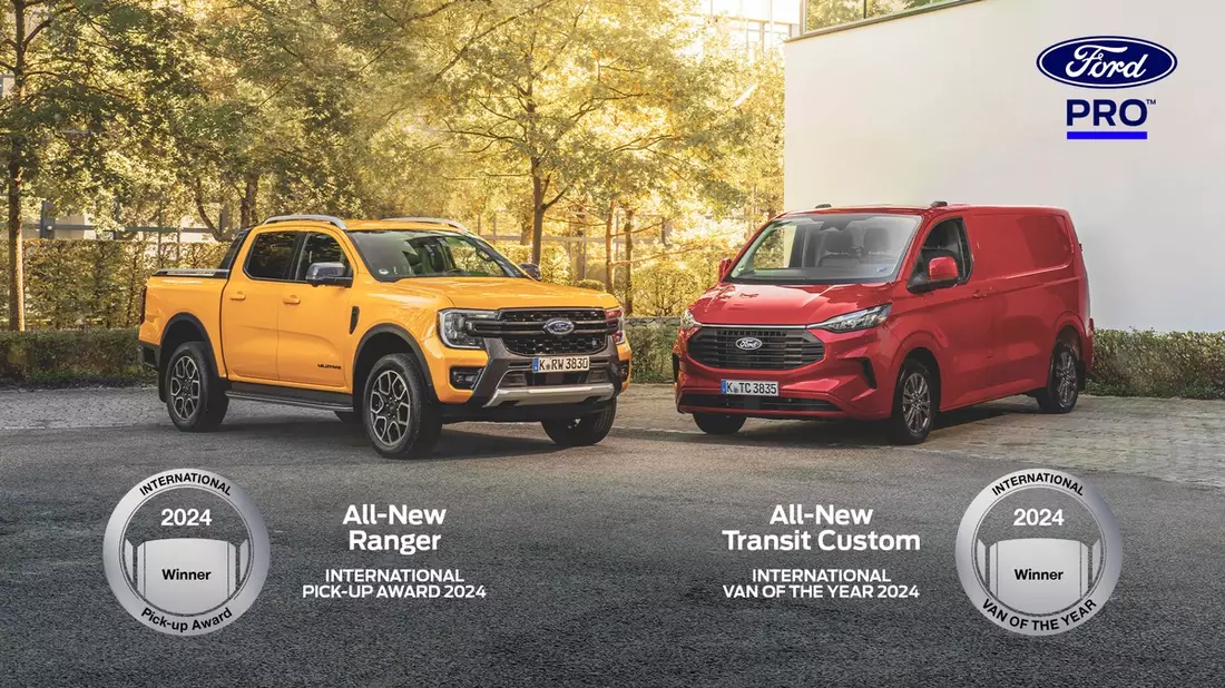 Doppelsieg für Ford Pro: Neuer Ford Transit Custom zum Transporter des Jahres gewählt, neuer Ford Ranger gewinnt Internationalen Pick-up-Award - Bild: presseportal.de