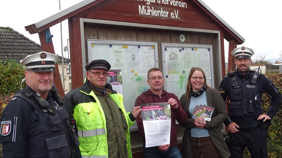 POL-HL: Lübeck - St. Jürgen / Laube verschlossen, Wertgegenstände raus? Einbruchschutzprävention im Kleingärtnerverein Mühlentor e.V. - Foto: presseportal.de