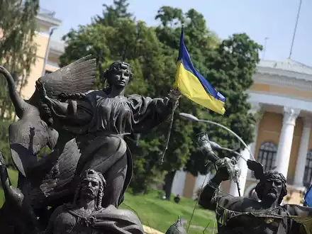 Ukrainische Flagge in Kiew (Archiv) - Foto: über dts Nachrichtenagentur