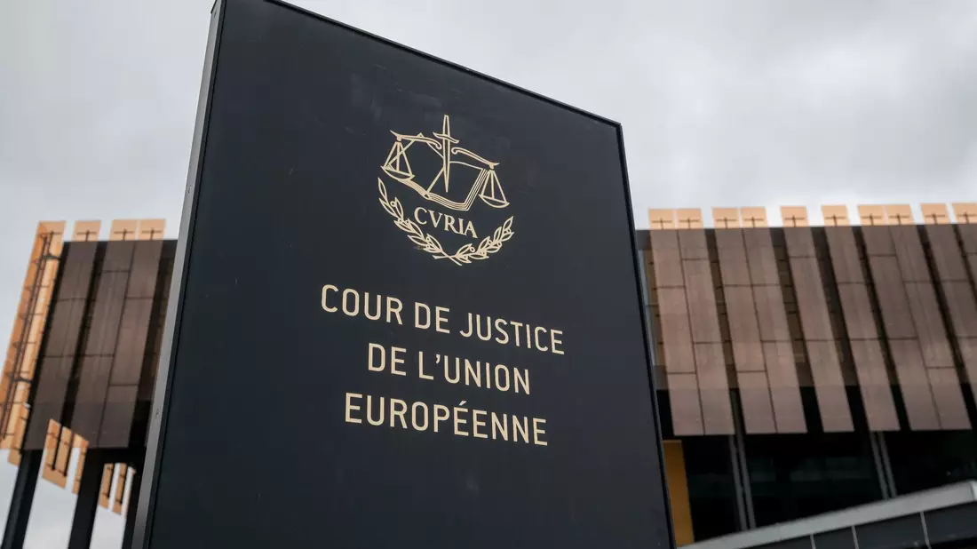 «Cour de Justice de l'Union Europeene»: Der Europäische Gerichtshof (EuGH) in Luxemburg. - Bild: Harald Tittel/dpa
