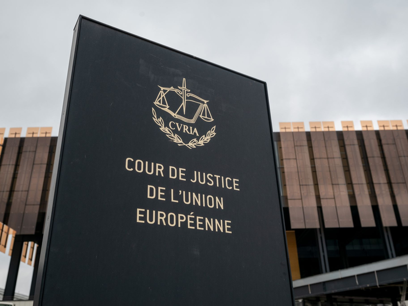 «Cour de Justice de l'Union Europeene»: Der Europäische Gerichtshof (EuGH) in Luxemburg. - Foto: Harald Tittel/dpa