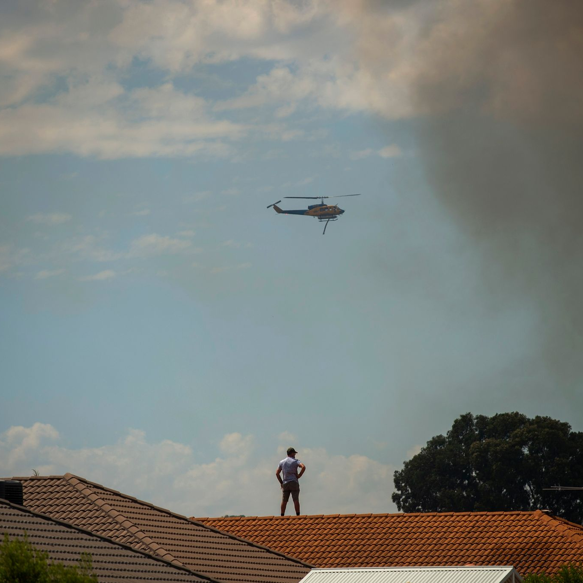 Ein Löschhubschrauber versucht einen Brand in Perth unter Kontrolle zu bringen. - Foto: Aaron Bunch/AAP/dpa