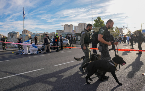 Israelische Grenzpolizisten sichern den Ort des Anschlags. - Foto: Ohad Zwigenberg/AP
