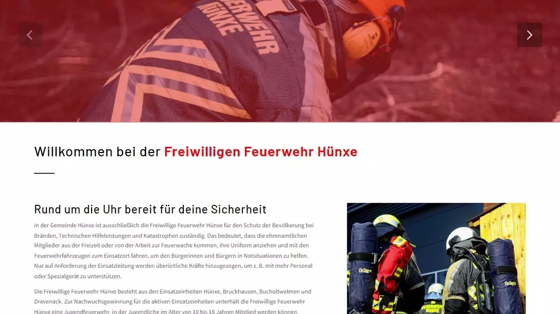 FW Hünxe: Neue Website der Freiwilligen Feuerwehr Hünxe online - Bild: presseportal.de