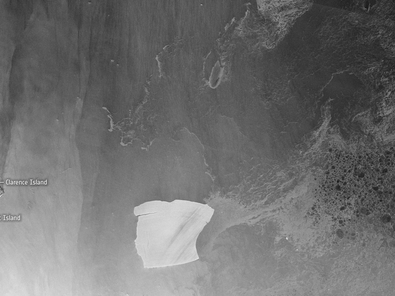 Der als A23a bekannte Eisberg bewegt sich vergleichsweise schnell von den antarktischen Gewässern weg, wie Satellitenaufnahmen zeigen. - Foto: contains modified Copernicus Sentinel data (2023), processed by ESA/dpa