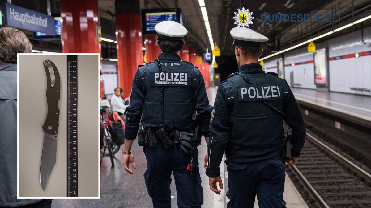Bundespolizeidirektion München: Einsatz am Hauptbahnhof / Betrunkener droht mit Messer - Foto: presseportal.de
