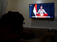 Fernsehansprache von Yahya Saree - der Sprecher der Huthi-Rebellen. Die vom Iran unterstützten Rebellen intensivieren ihre Angriffe auf Handelsschiffe im Roten Meer. - Foto: Osamah Yahya/ZUMA/dpa